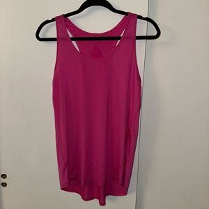Lululemon Essentials Tank Top Womens No Size Pleat Detail Bright Pink EUC
